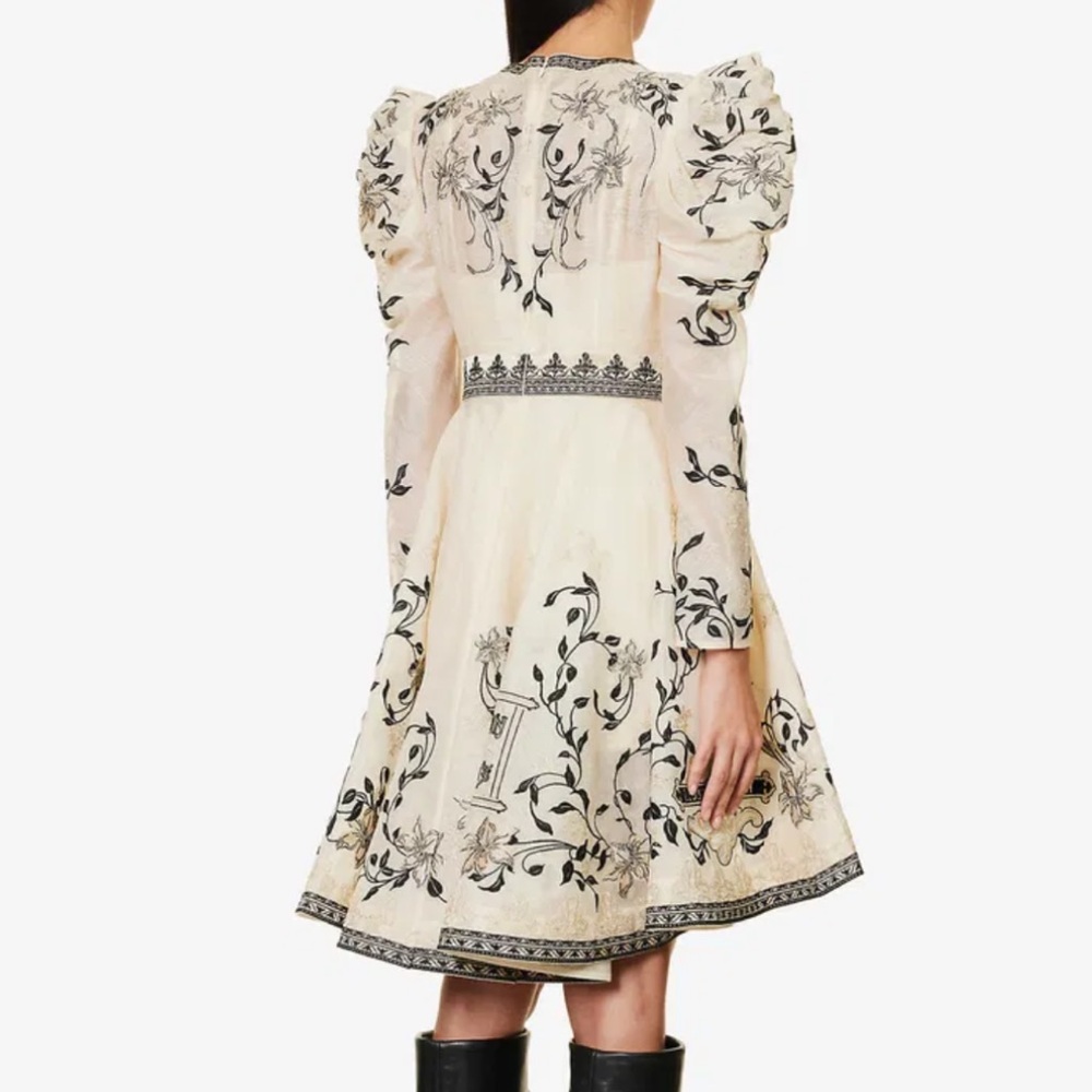 NWT Zimmermann Lyrical Flared-Hem Linen And Silk Mini Dress 10 - Picture 3 of 15